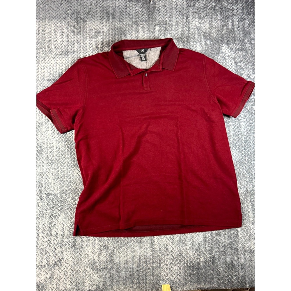 Calvin Klein Polo Shirt Mens 2XL Red Cotton Short Sleeve Performance Golf Tennis